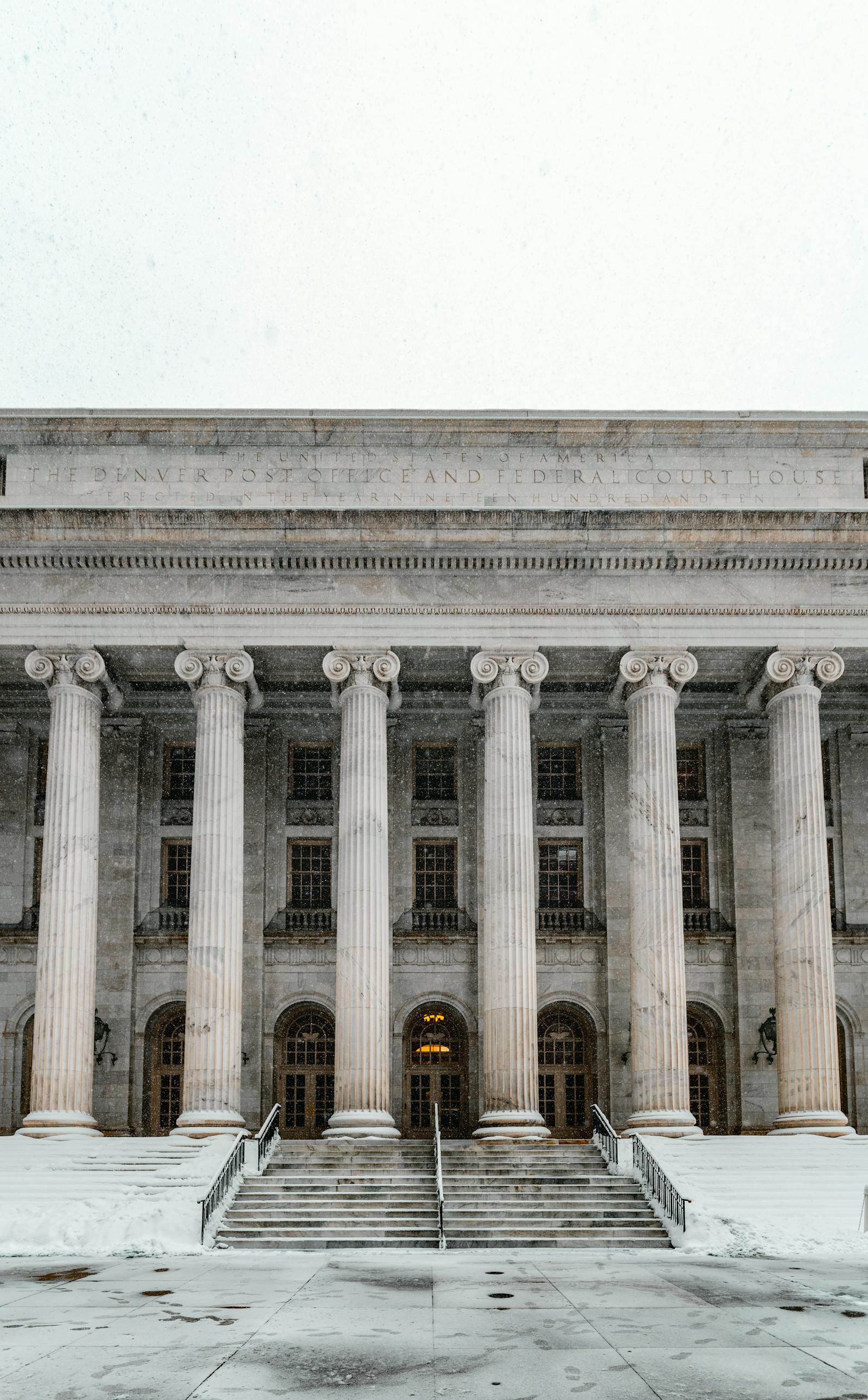 Federal courthouse with a columned facade